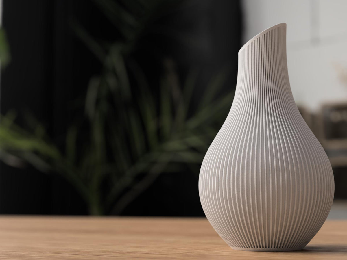 Japandi Asymmetric Ribbed Vase