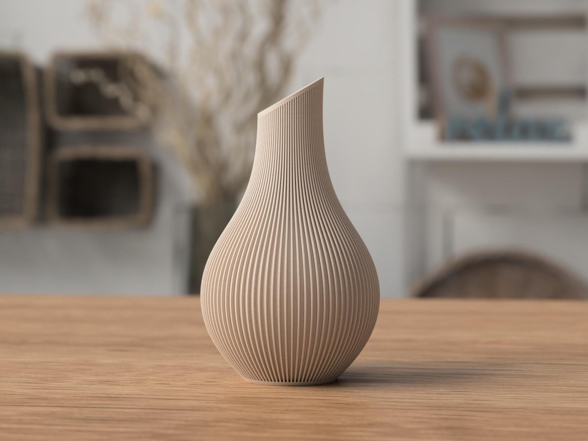 Japandi Asymmetric Ribbed Vase