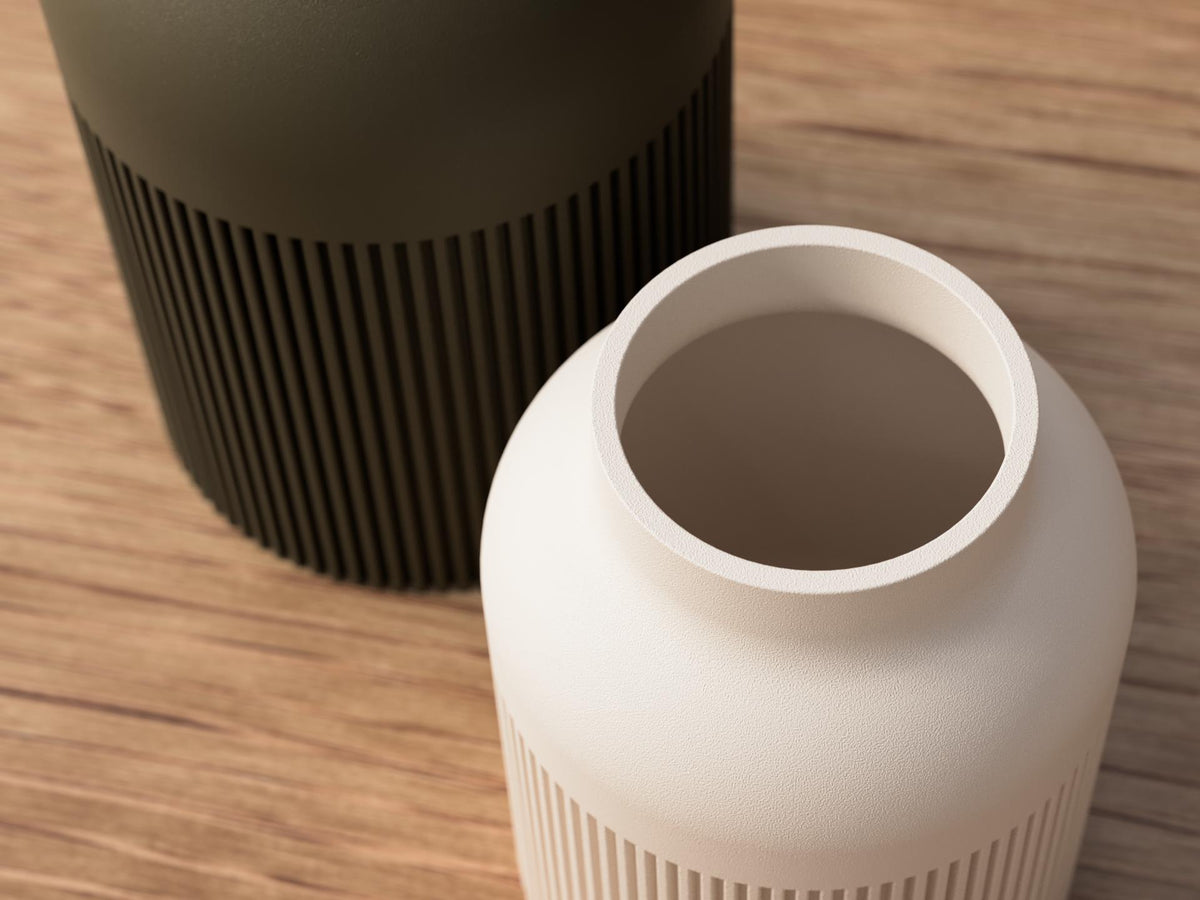 Japandi Woodfill Ribbed Vase