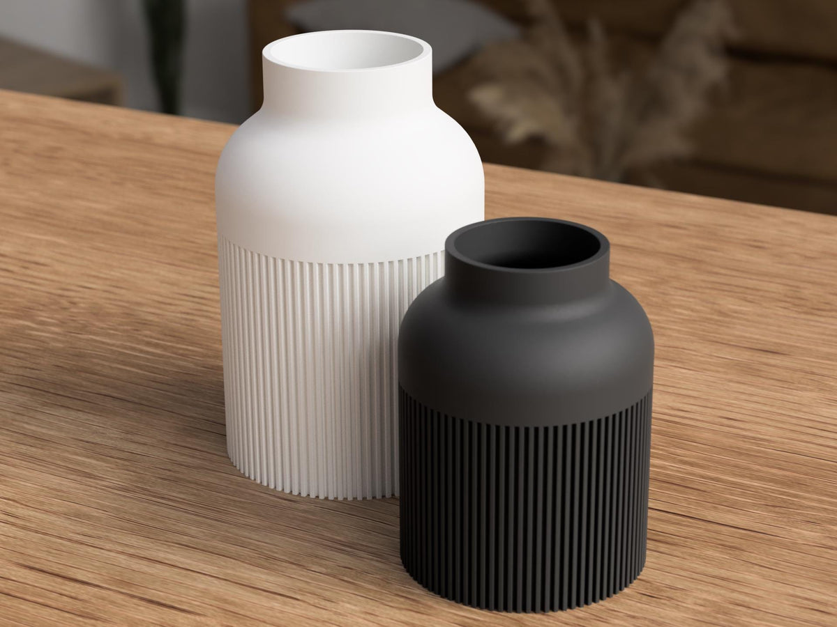 Japandi Woodfill Ribbed Vase