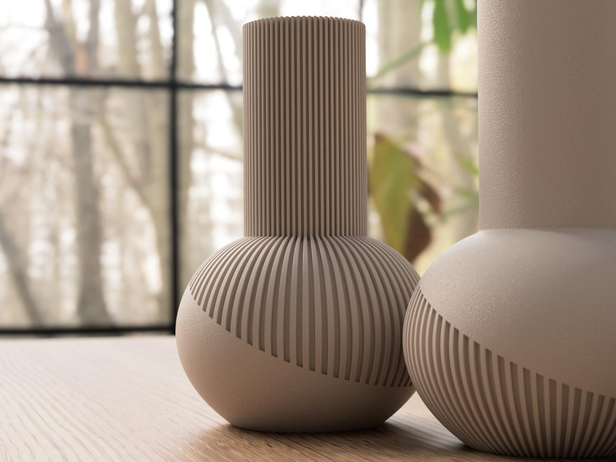Japandi Tall Ribbed Vase