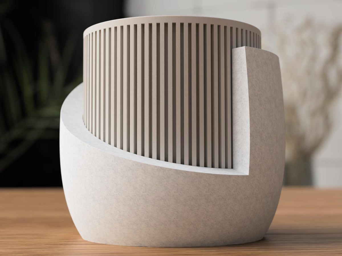 Japandi Ribbed Planter with Drainage Tray