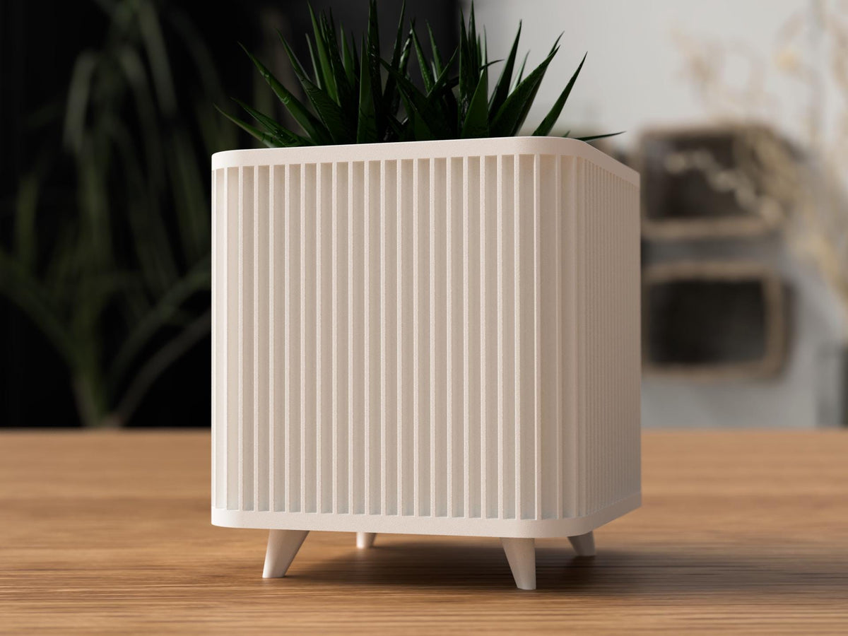 Japandi Ribbed Square Planter with Legs