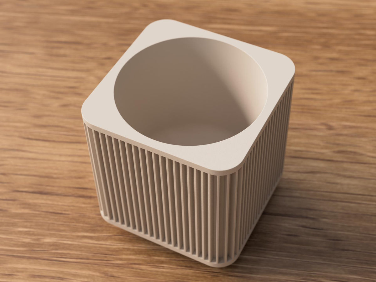 Japandi Ribbed Square Planter with Legs