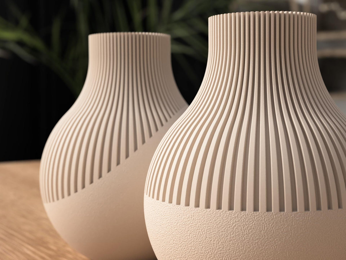 Japandi Neki Ribbed Vase Set