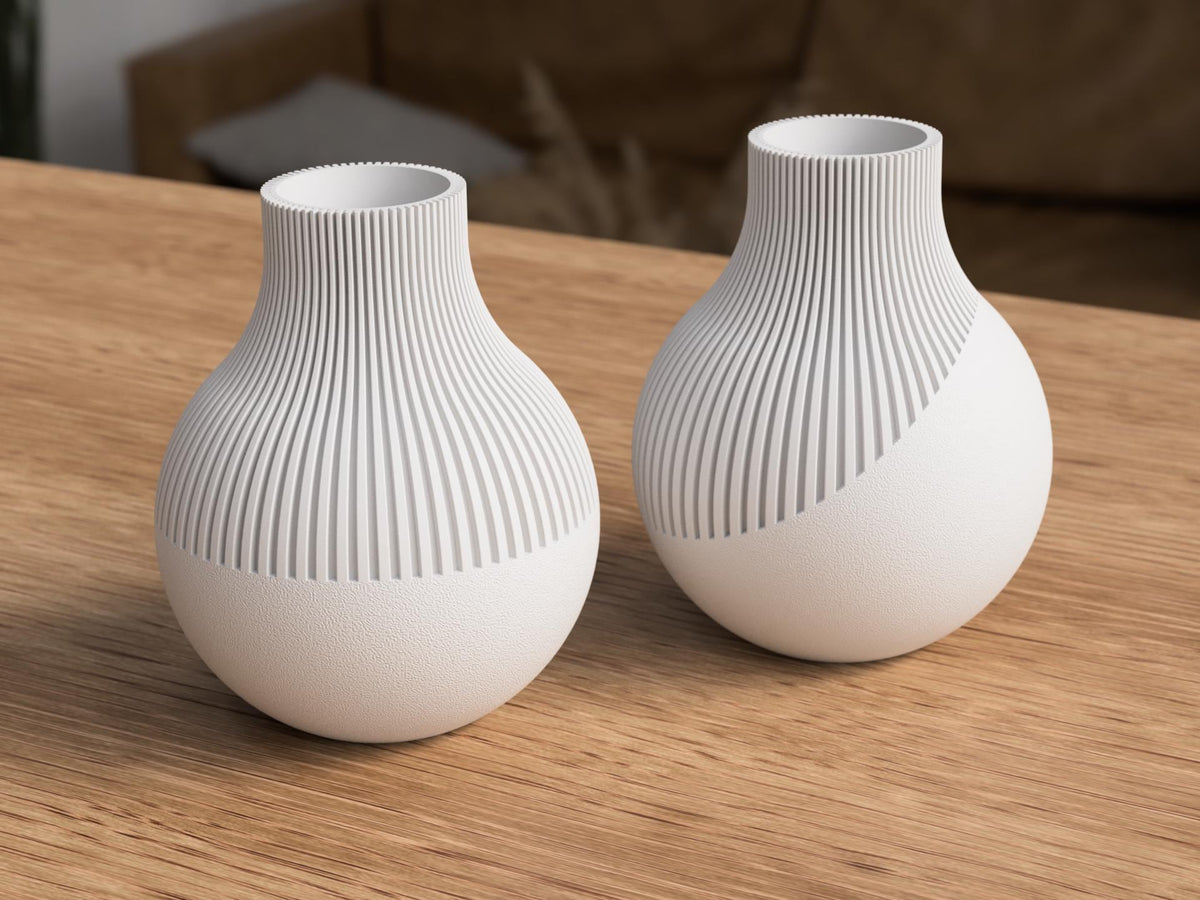 Japandi Neki Ribbed Vase Set
