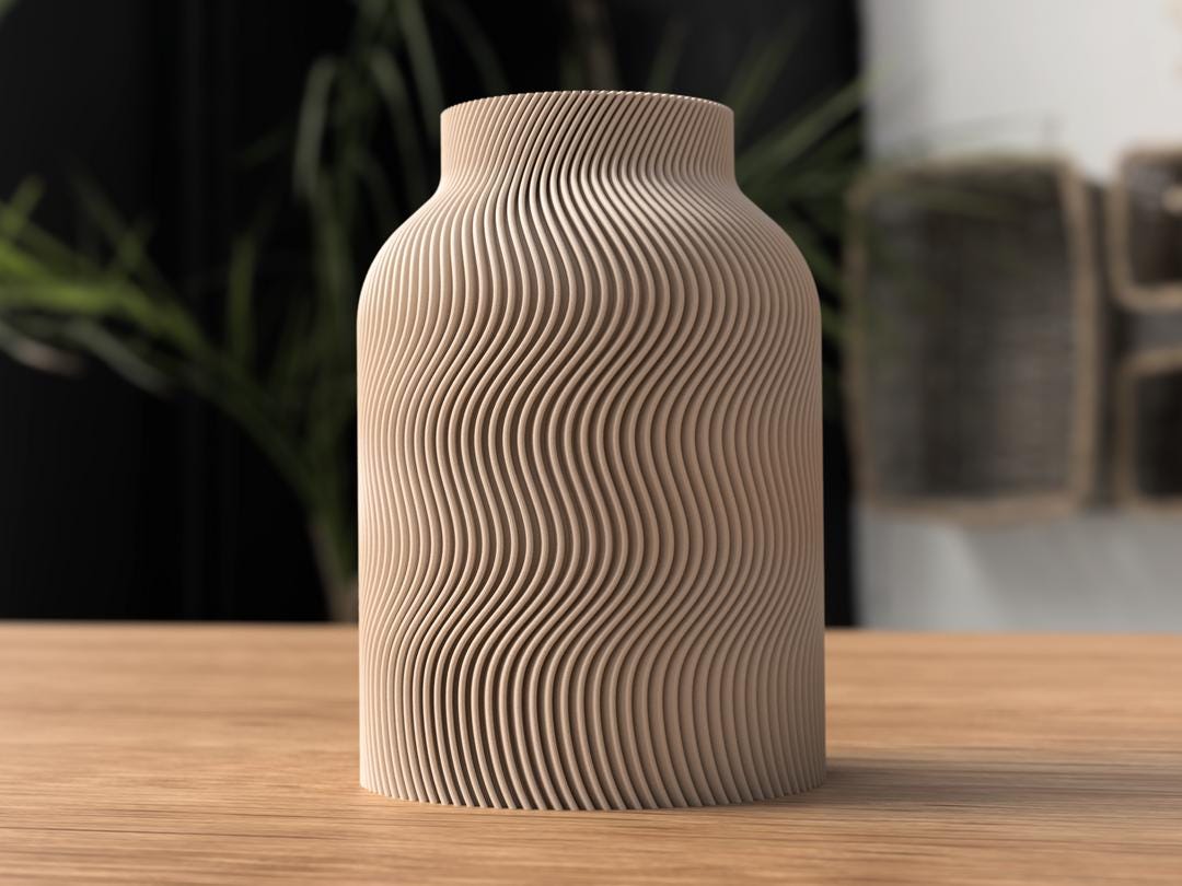 Japandi Wavy Vase Taupe