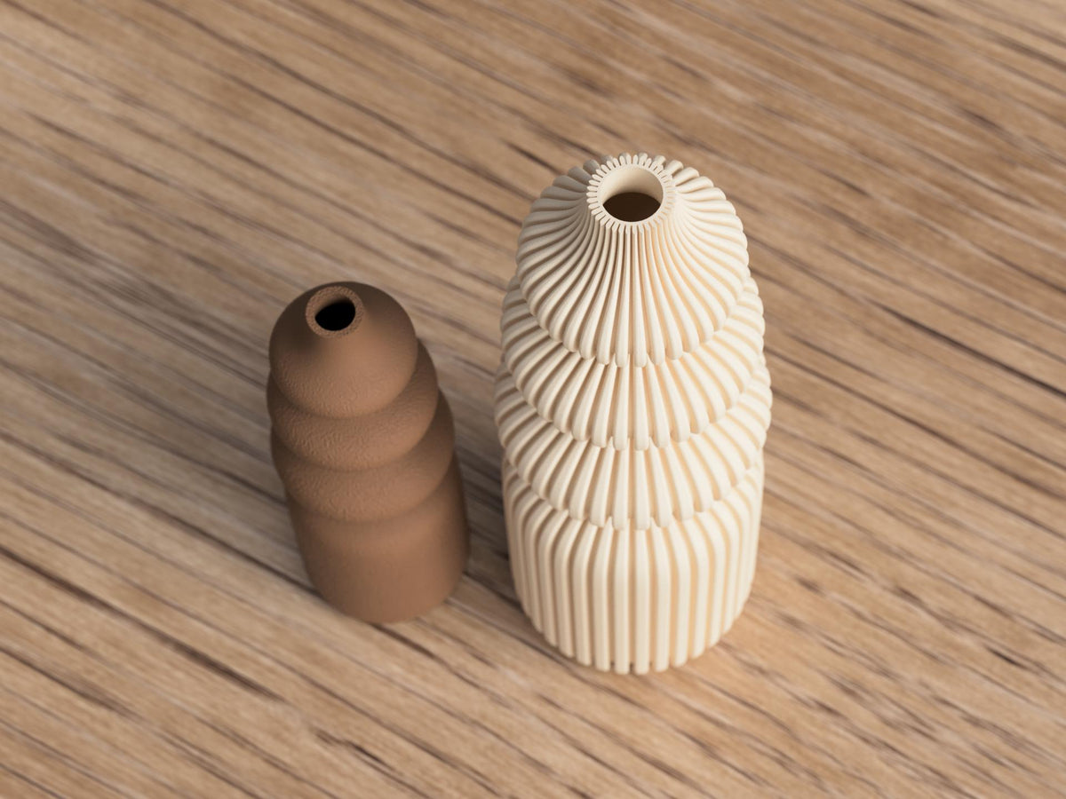 Fuzzy Ribbed Nordic Vase