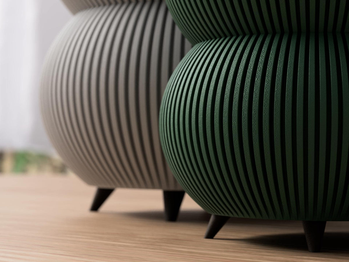 Japandi Ribbed Planter with Drip Tray