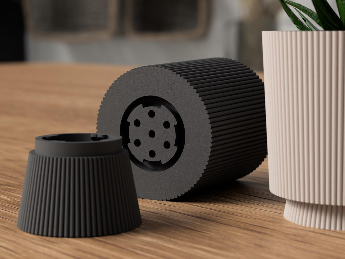 Japandi Juno Twist-Lock Planter with Drip Tray
