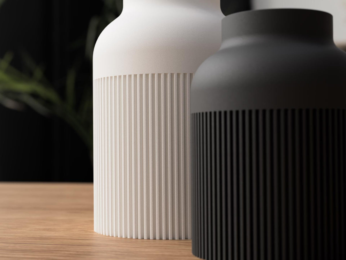 Japandi Woodfill Ribbed Vase