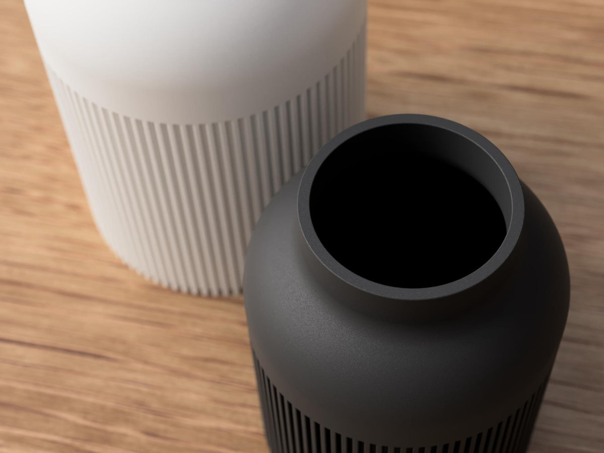 Japandi Woodfill Ribbed Vase