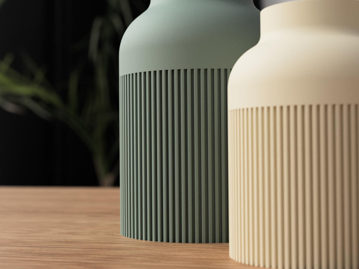 Japandi Woodfill Ribbed Vase