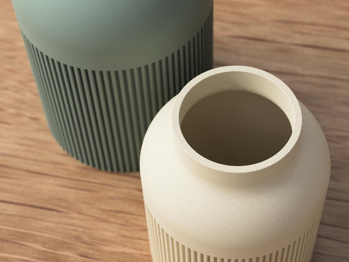 Japandi Woodfill Ribbed Vase