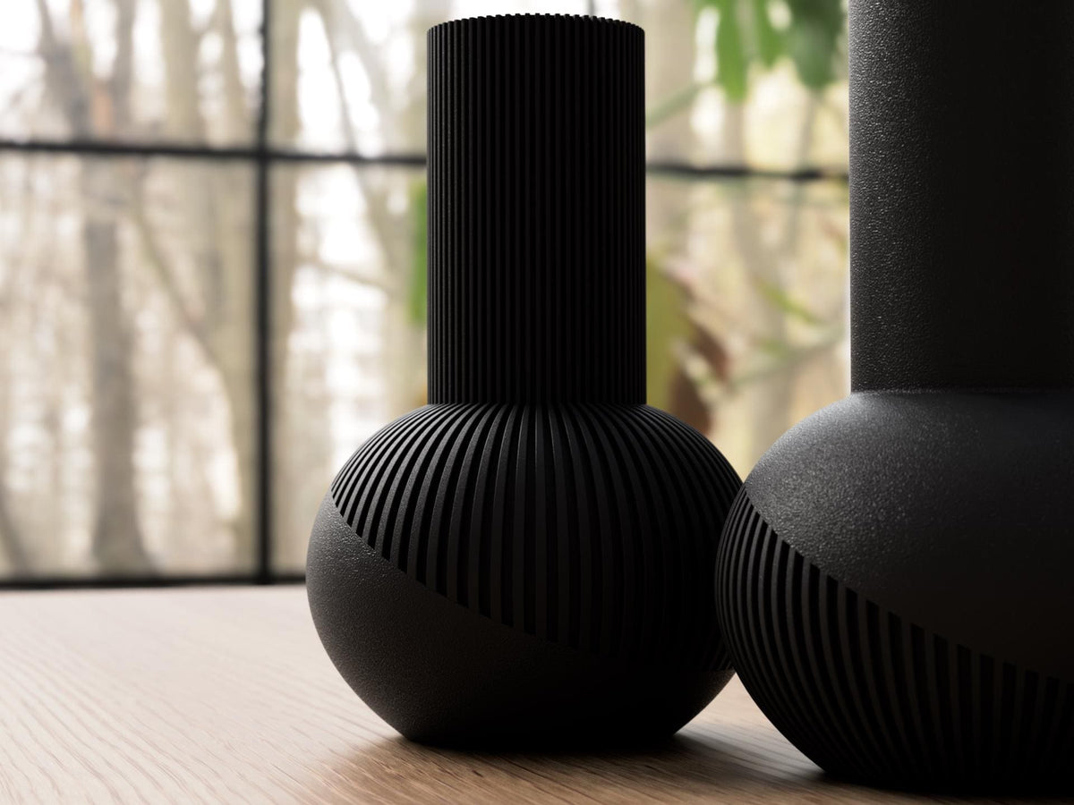 Japandi Tall Ribbed Vase