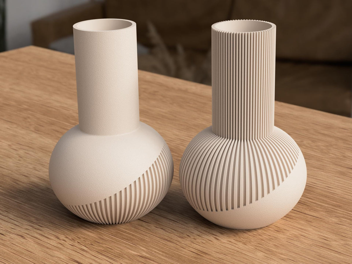 Japandi Tall Ribbed Vase