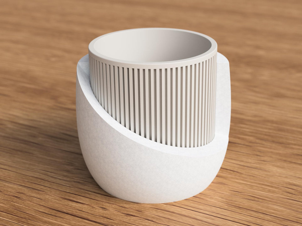 Japandi Ribbed Planter with Drainage Tray