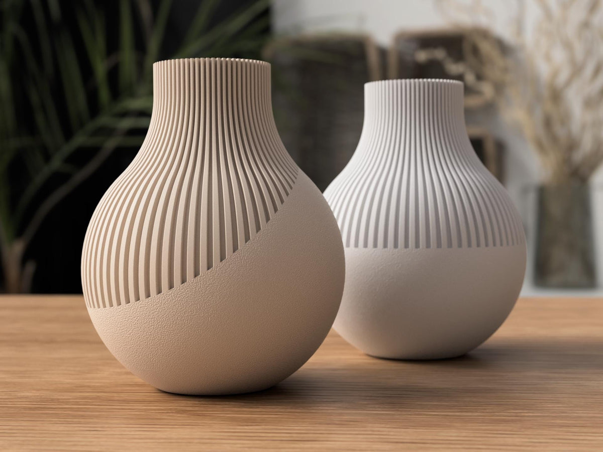Japandi Neki Ribbed Vase Set