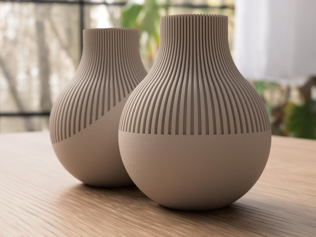 Japandi Neki Ribbed Vase Set