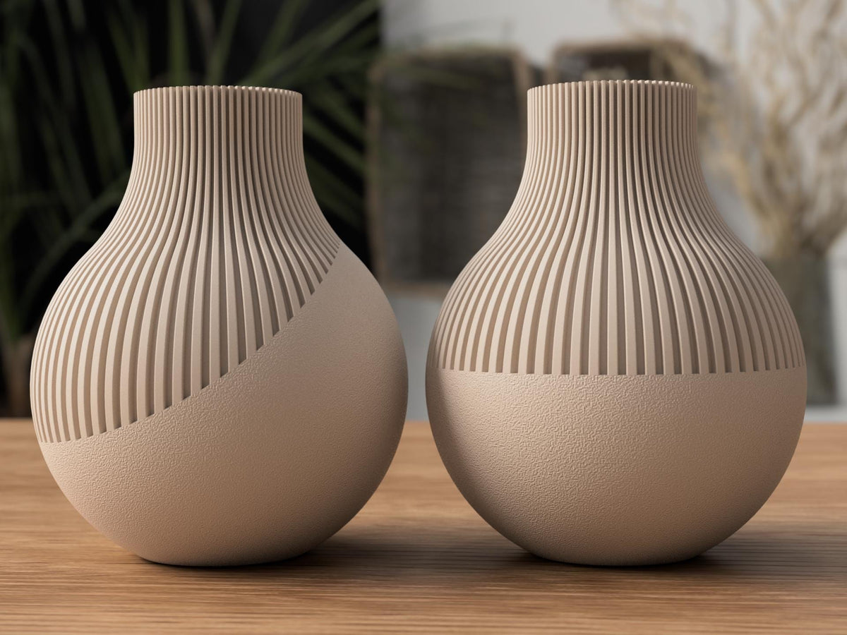 Japandi Neki Ribbed Vase Set