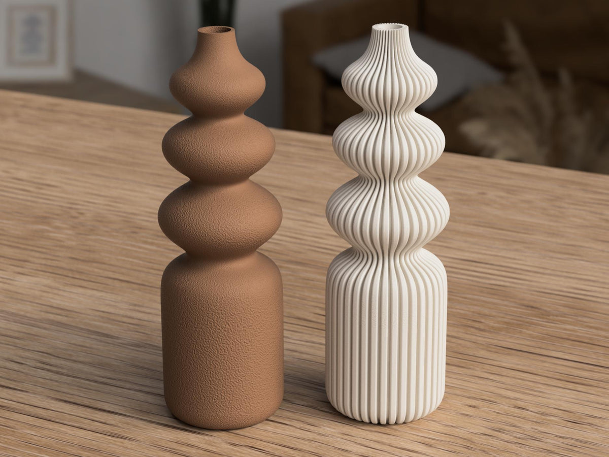 Fuzzy Ribbed Nordic Vase