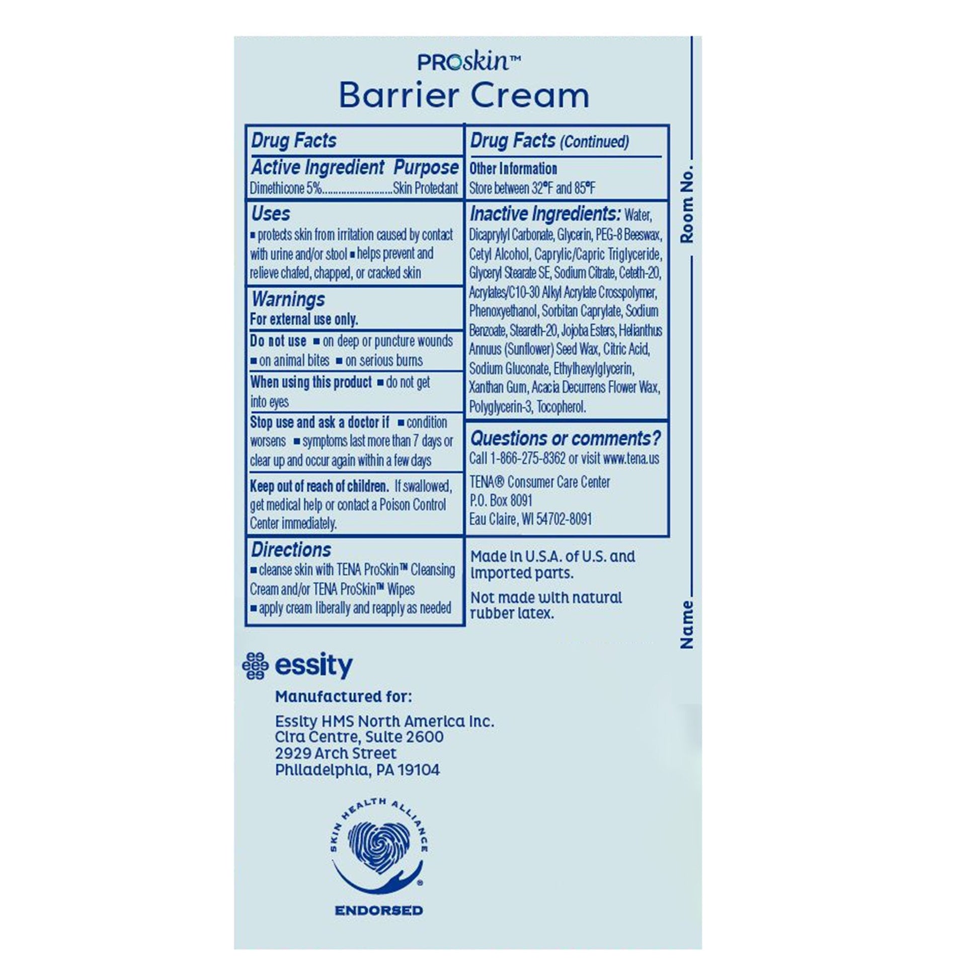 Tena Proskin Barrier Cream Skin Protectant, Unscented, 3.4 oz Tube